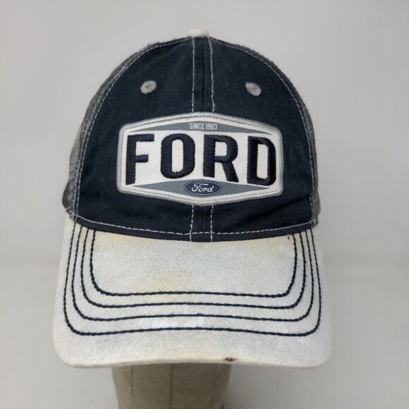 Ford Mens Meshback Snap Back Hat Blue White Embroidered Logo - Picture 2 of 12